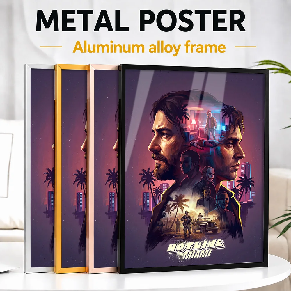Hotline Miami Gaming Metal Poster With Aluminum Alloy Frame Customized Retro Style Wall Art For Home Office And Computer Room