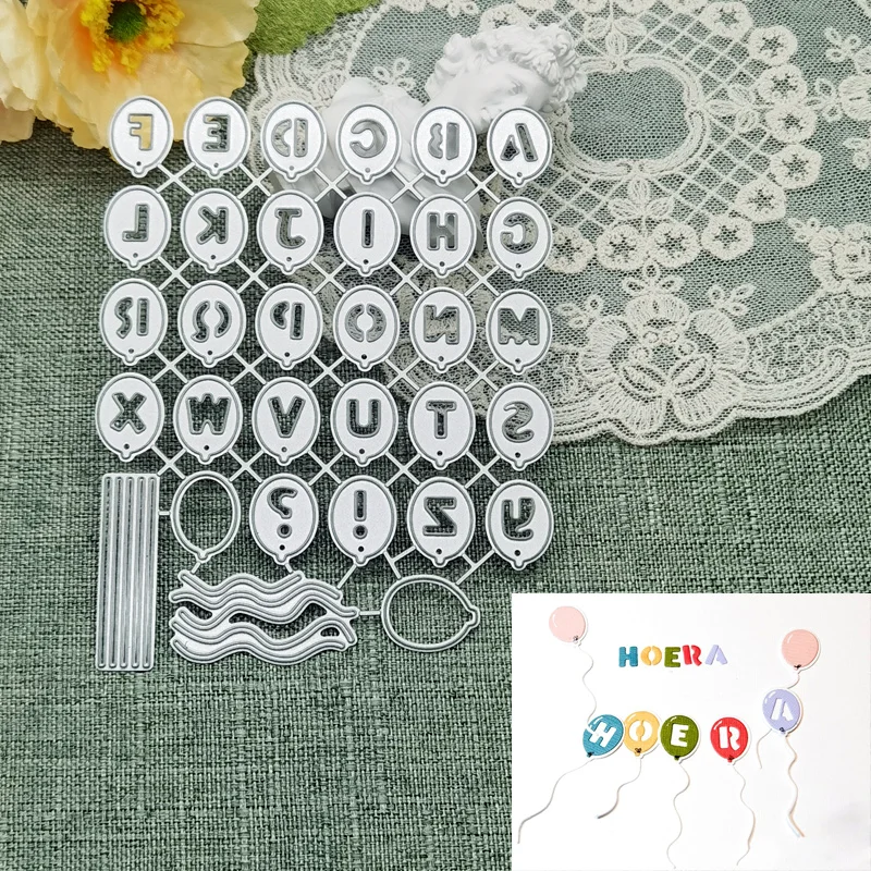 26 Letter Balloon Tags Knife Mold DIY Greeting Card Punch Stencil Scrapbooking Embossing Template Handicrafts Metal Cutting Dies