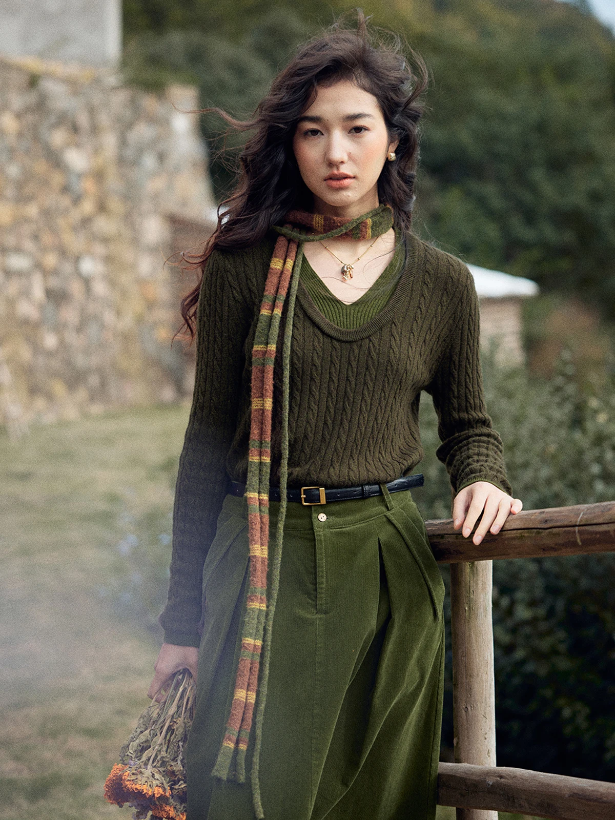 

Solighter 00 Wool V-Ne Knitwear Women's Slim Fit Pullover Top Retro Sle Long Sve Base Layer irt Autumn Winter New A...