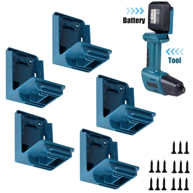 2/5PCS 2-in-1 Power Tool Holder Battery Mount Hanger Stand for Makita for Dewalt for Milwaukee 18V Battery Tool Storage Rack