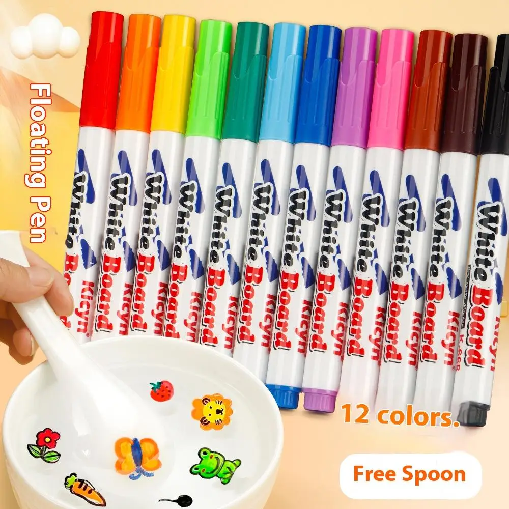 8/12 Colors Floating Whiteboard Marker Water Floating Drawing Pen Dry Erase Marker Water Transfer Marker DIY Art Creation