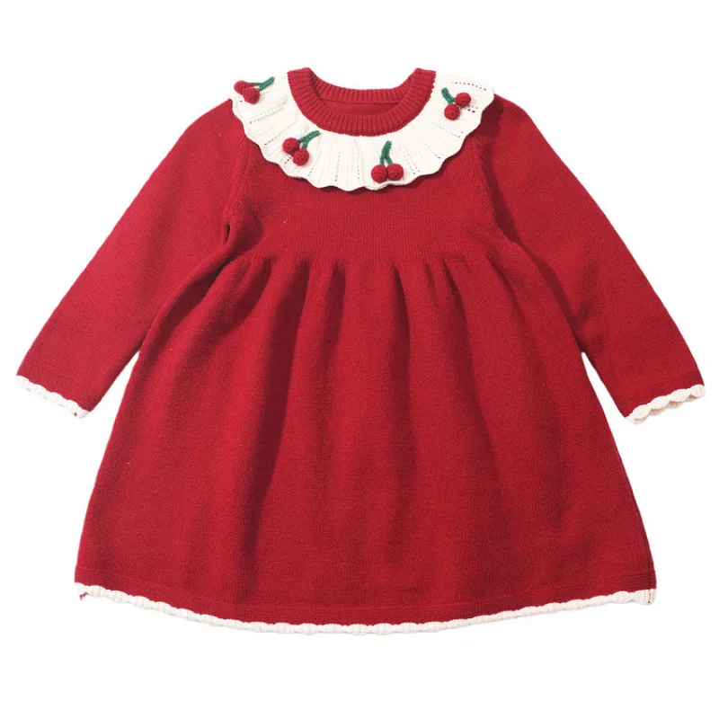 Mädchen Kleid Herbst Winter Neue Modische Kinder Prinzessin Kleid Einjährige Baby Mädchen Gestrickte Pullover Kleid Vielseitig Tren
