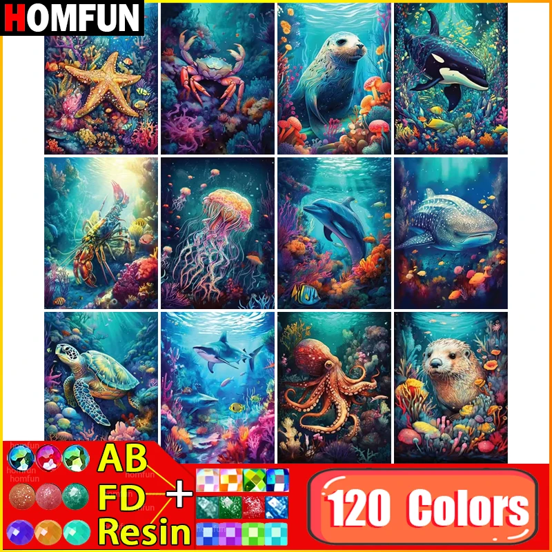

HOMFUN 120 Colors Diamond Painting AB Fairy Dust Resin 5D Diy "Animal" Full Diamond Embroidery Sale Picture For Festival