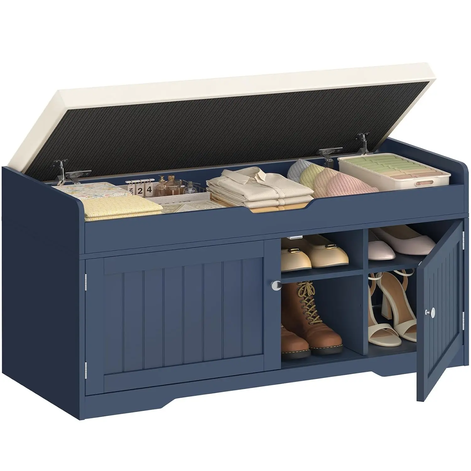 

2-Tier Storage Bench, Shoe Bench with Adjustable Shelf & Lift Top Storage, Entryway Bench with Cushioned, Customized
