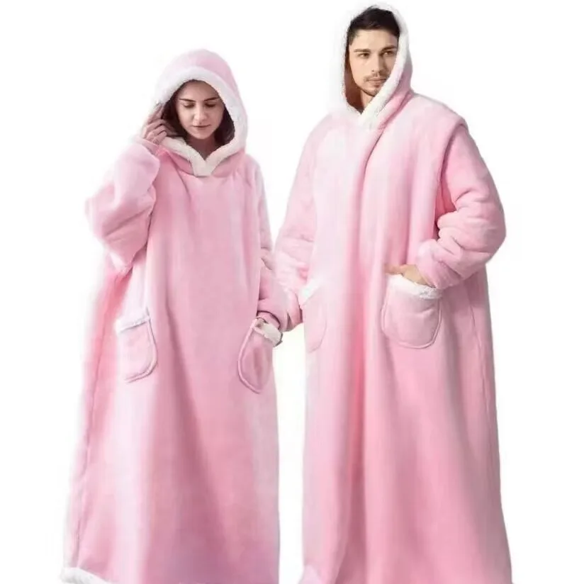 بطانية بغطاء للرأس كبيرة الحجم، بلوفر بطانية بقلنسوة سميكة للغاية، بطانية بغطاء للرأس للأزواج، رداء مريح مقاوم للبرد في الهواء الطلق