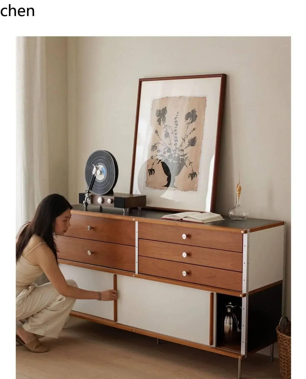 PYH Wall-Mounted Integrated Kitchen Solid Sideboard Storage Cabinet Elevated and Thickened