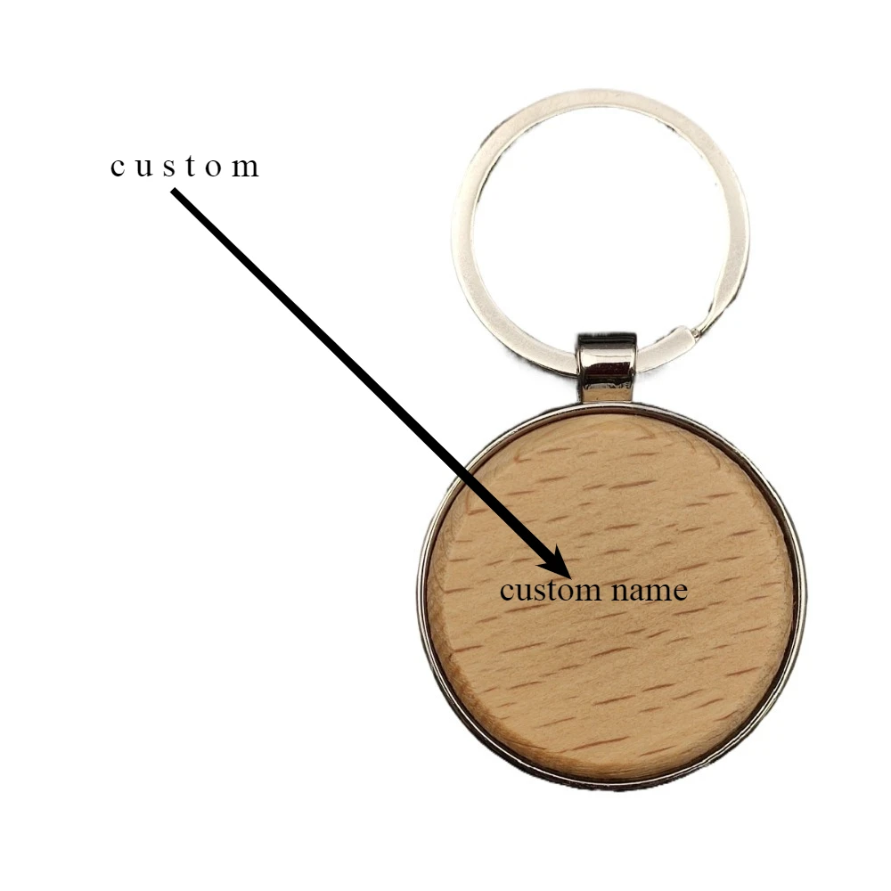 

Metallic Wooden Heart Square Customizable Key Ring Creative Distinctive Unisex Artistic Unique Auto Oval Shaped Metal Gift