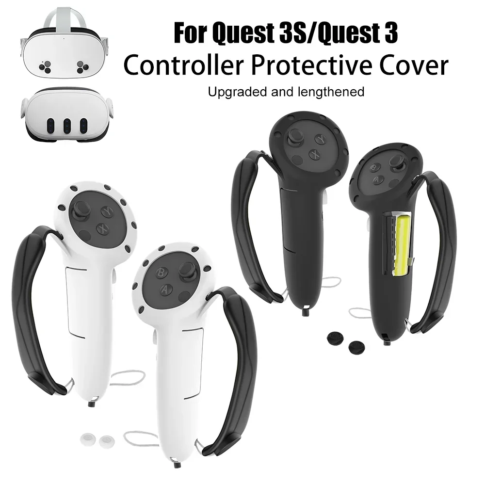 For Quest 3S Accessories Expanded Controller Grip Silicone Protective Cover Convenient Replacement Power Supply For Meta Quest 3