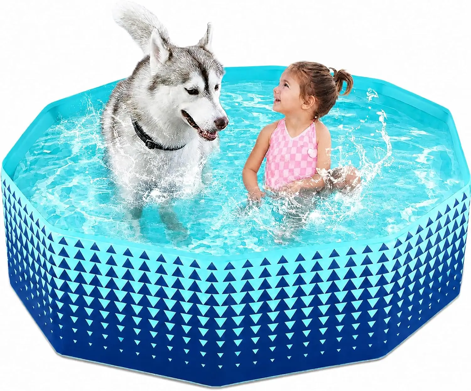 

Foldable Dog Kiddie Pool - Hard Plastic Kids Paddling Pool Toddler Baby Swimming Pools for Backyard Collapsible Whelping Box Pet