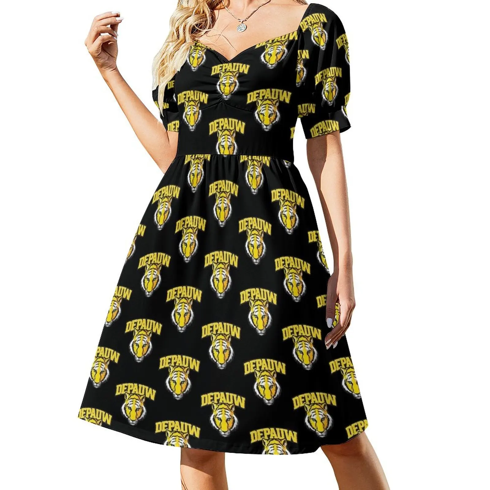 Depauw University Tigers Short-Sleeved Dress women's fashion dresses Prom gown Casual dresses