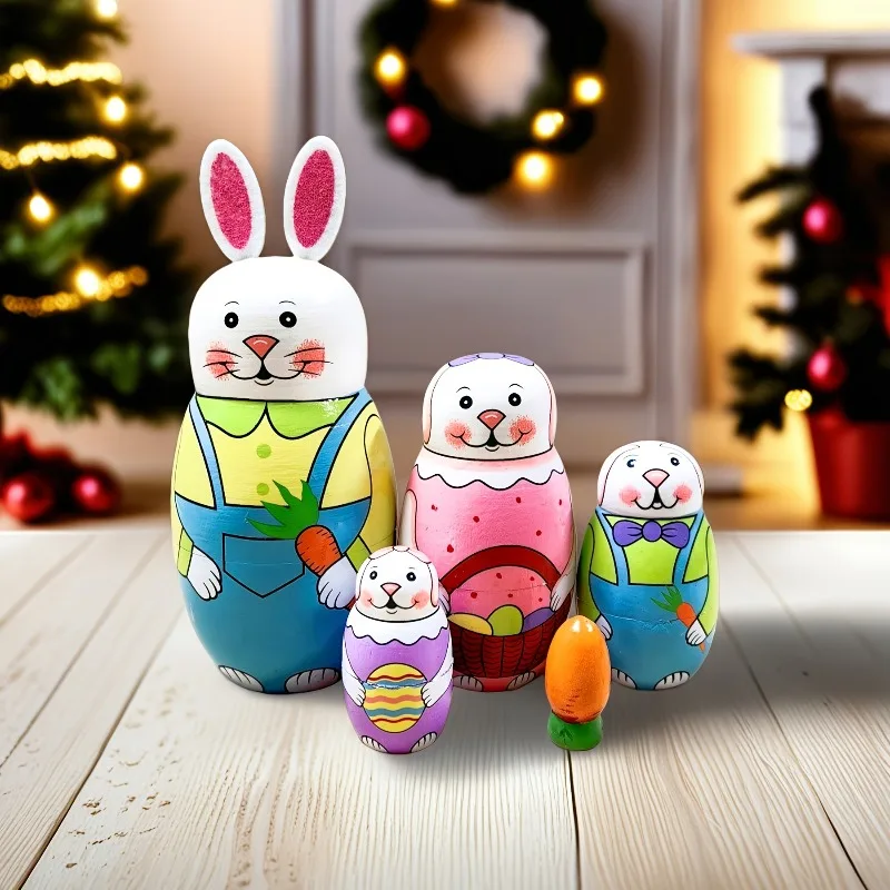 

Handmade Wooden Nesting Dolls, Russian Nesting Stacking Collectible Figures Hand Paint Toys for Home Ornaments Collection Doll