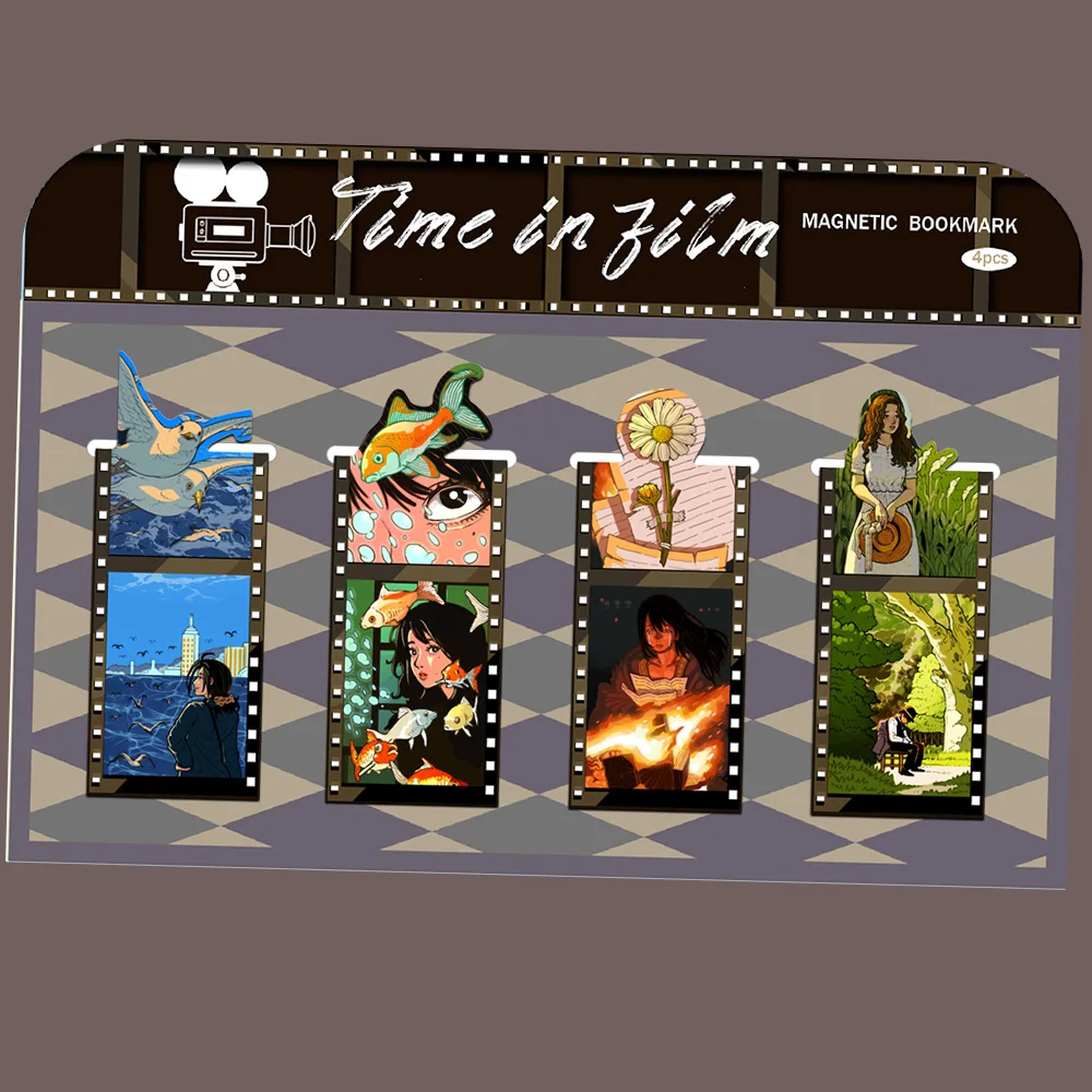 4 قطع من قصص الأفلام الكرتونية الصور الظلية المرجعية المغناطيسية الإبداعية قراءة كتاب بمناسبة الثلاجة الديكور القرطاسية