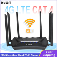 KuWFi 4G LTE Router 1200Mbps 2.4G 5G Dual Band Wireless Wi-Fi Router CAT4 150Mbps 4G Router with Gigabit WAN LAN Port Antennas