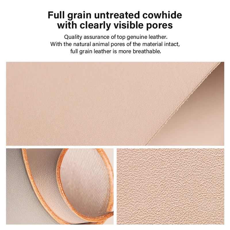 WUTA Full Grain Natural Vegetable Tanned Cowhide DIY Pre-cut Vachetta Leather Genuine Leather Craft Material Handmade Bag Wallet