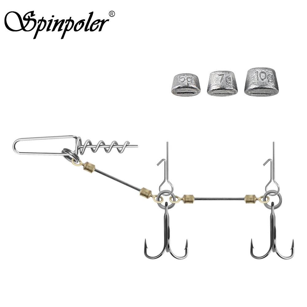 مجموعات مسامير ضحلة لصيد الأسماك من Spinpoler Pike # 6 # 1/0 # 2/0 خطاف ثلاثي 5 جرام 7 جرام 10 جرام 15 جرام 20 جرام وزن ثقالة باس سمك السلمون المرقط المياه المالحة