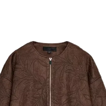 JNLEAOG Fashionable Pilots Jacket Women's Short Outerwear Autumn New Style Embroidered Fleece Surface All-Match Design