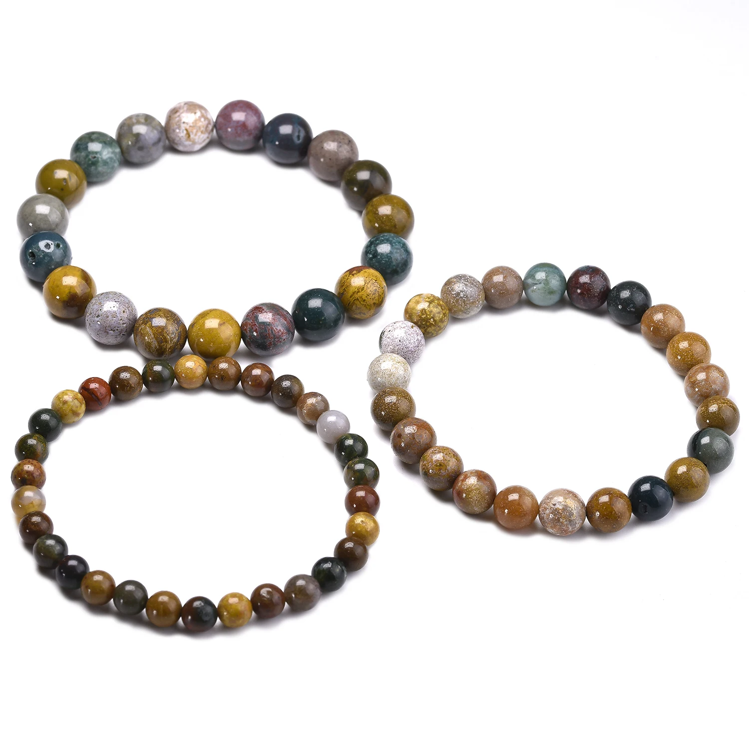 Natural Genuine Ocean Jasper Stone 6 8 10mm Round Beads Strand Bracelet Jewelry Women Men Ocean Agate Jewelry loversGift