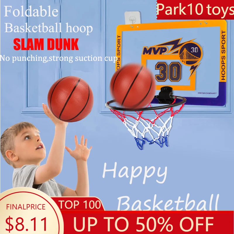 Parkten Newest Basketball Hoop Kit Indoor Plastic Basketball Folding Dunk Rebound Home For Kids Funny Game Fitness Exercise