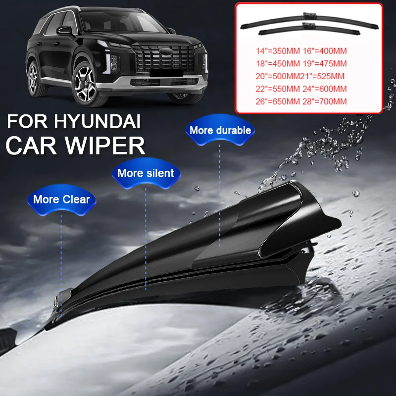 2PCS Car For Hyundai CRETA IX25 KONA KAUAI NEXO PALISADE SANTA FE TM MX5 IX45 DM TUCSON IX35 NX4 VENUE QX Blade Windshield Wiper