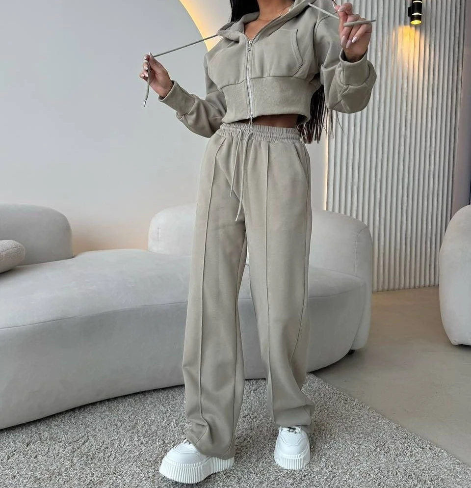 Ensemble pull à capuche et pantalon à cordon de serrage, nouveau Style décontracté en coton à manches longues