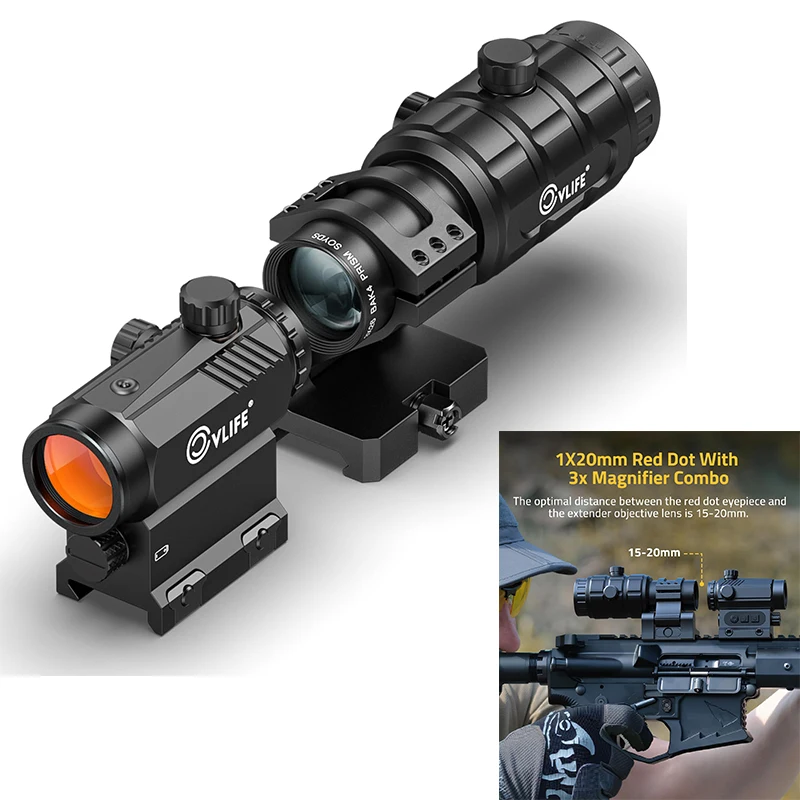 

CVLIFE 3 MOA Red Dot Sights Rifle Scope Reflex Optics Sighting & 3X Magnifier Combo with Flip-to-Side Mount For Picatinny Rail
