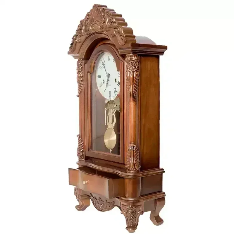 Американские ретро механические часы из цельного дерева, медный механический сердечник, европейский стиль, вилла, гостиная, маятниковые часы Y