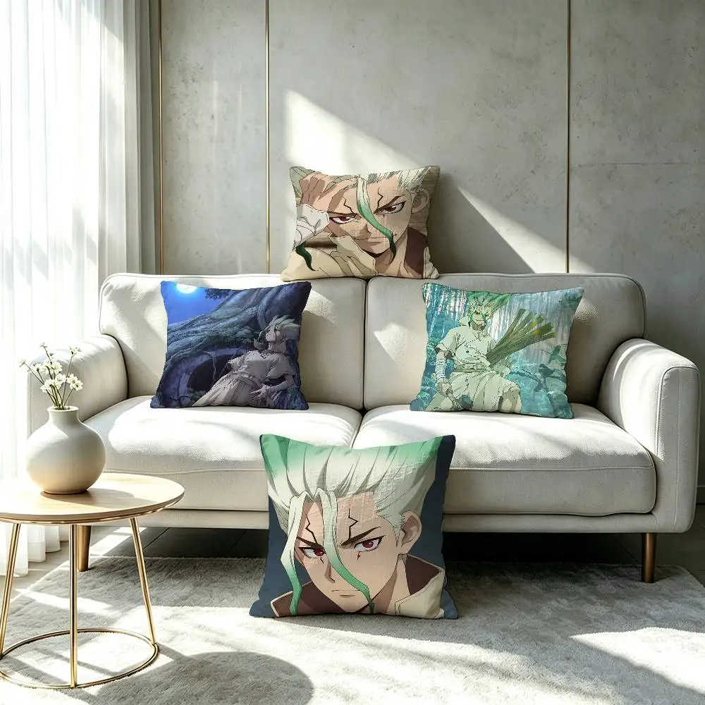 Anime Dr STONE Ishigami Senku  Pillow cover Soft Microfiber Pillowcase Home Sofa Decor Surprise Decorative printed.