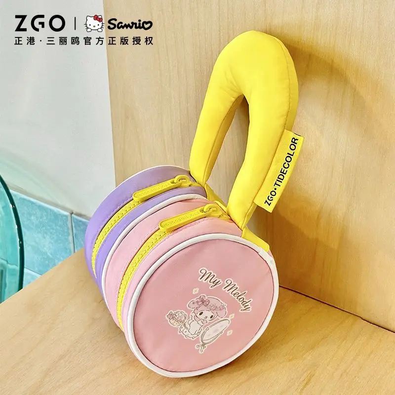 Sanriou أصيلة كورومي ميلودي حقيبة مستحضرات تجميل Ins نمط متعدد الطبقات فتاة يابانية حقيبة محمولة الصيف الملونة حقيبة صغيرة فتاة هدية