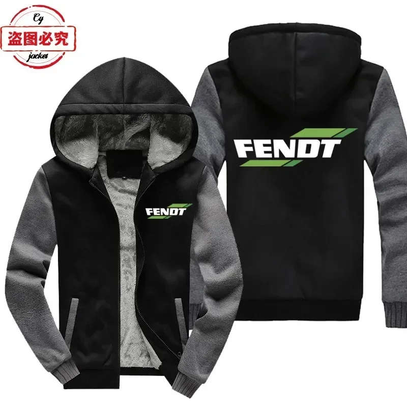 Jaqueta de Trabalho com Capuz e Zíper, Estampada com o Logo do Trator Fendt, Tamanho Europeu, Uniforme de Equipe, Jaqueta Casual Masculina de Fleece Q