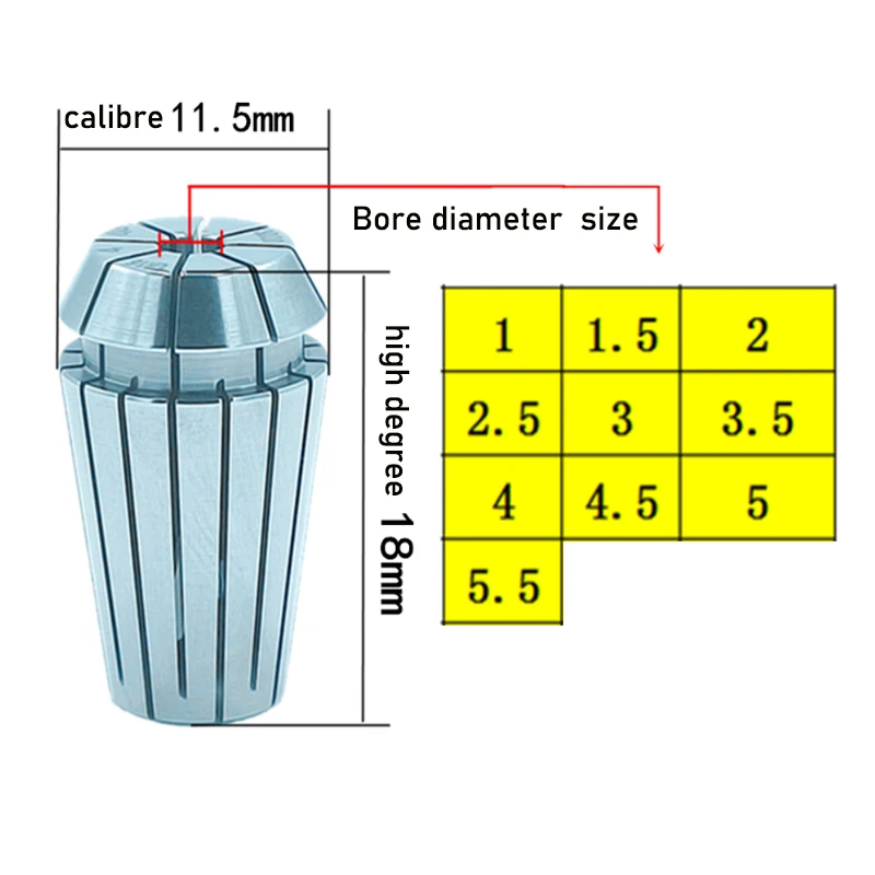 أدوات الساعات آلة الحفر مقاعد البدلاء كوليت ER11 -1mm ER11 -2mm Er11-3mm ER11-4.5mm ER11-5.5mm رأس تهزهز لـ ER11