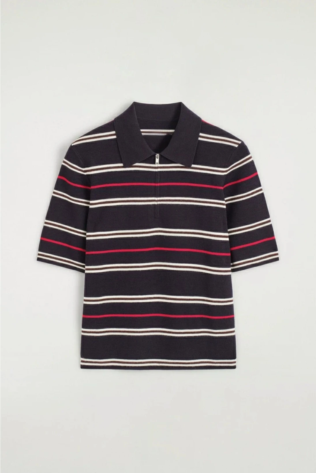 XIMIAN APPAREL 2026 AZIHMEI Traf Cos Autumn New Style of Women's Casual Standard Fit Wool-Blend Striped Short-Sleeve Knit Polo