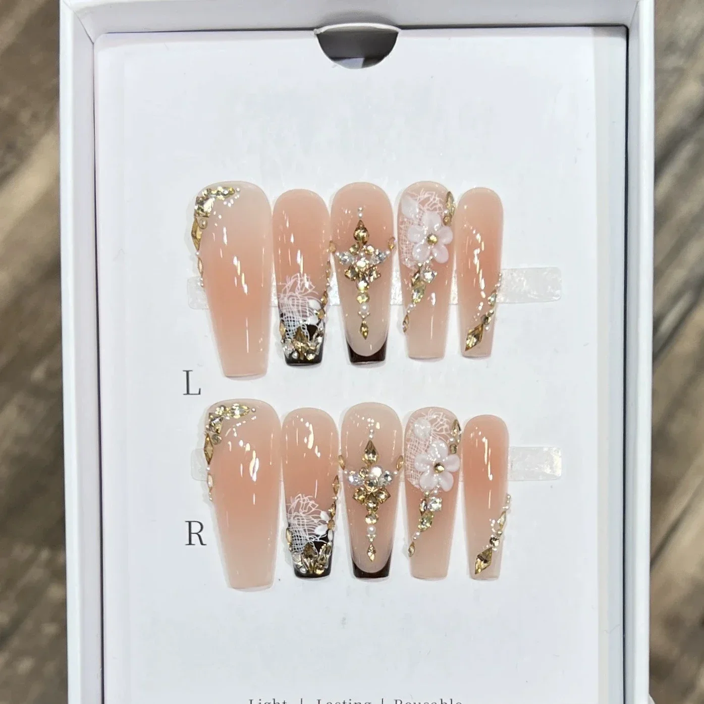 10個入り フランス製 ハンドメイド つけ爪 冬用 フェイクネイル ラインストーンデザイン 付け爪 人工爪 네일팁 Накладные Ногти