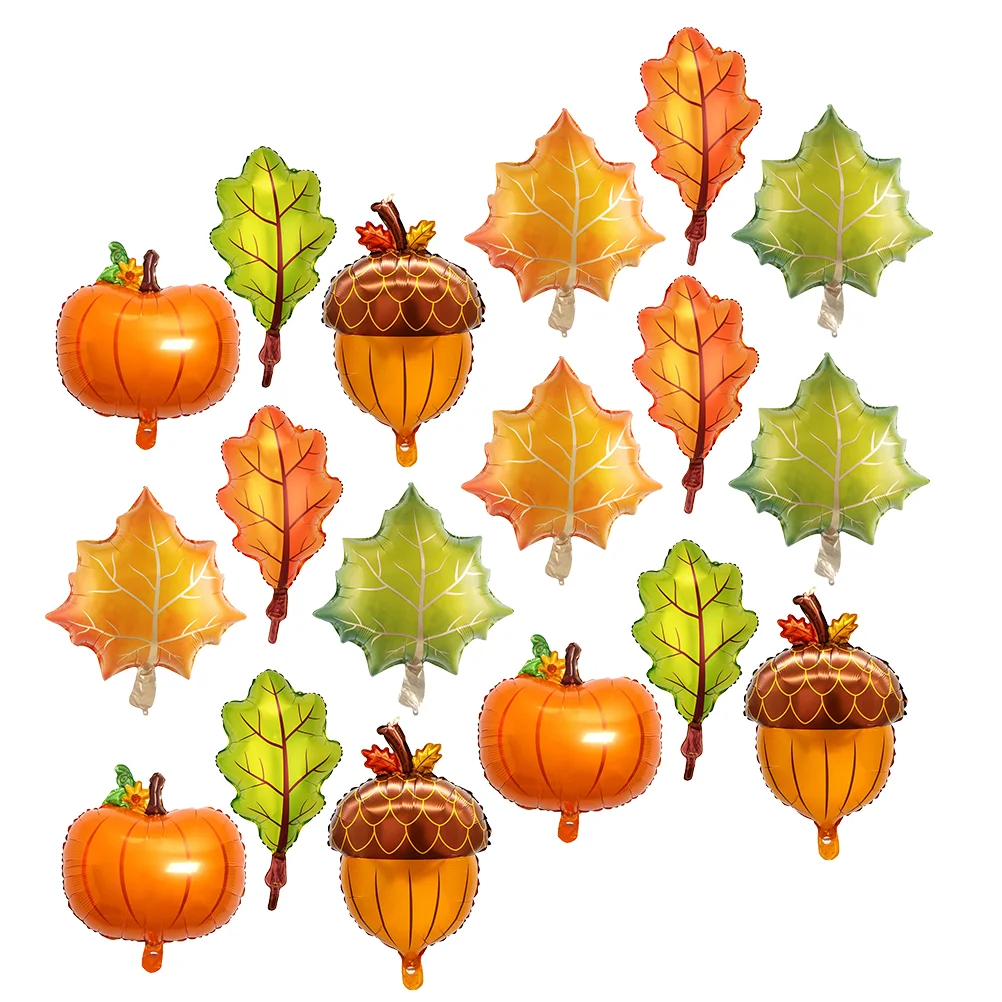 

18 Pcs Foil Balloons Orange Fall Baby Shower Decorations Thanksgiving Pumpkin Aluminum Party Garland Autumn