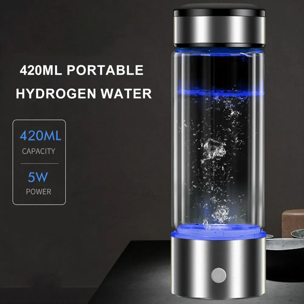 

2Pcs 400-450ML Hydrogen Water Ionizer Transparent USB Rechargeable Water Cup Rapid Electrolysis Hydrogen-rich Hydrogen Bottle