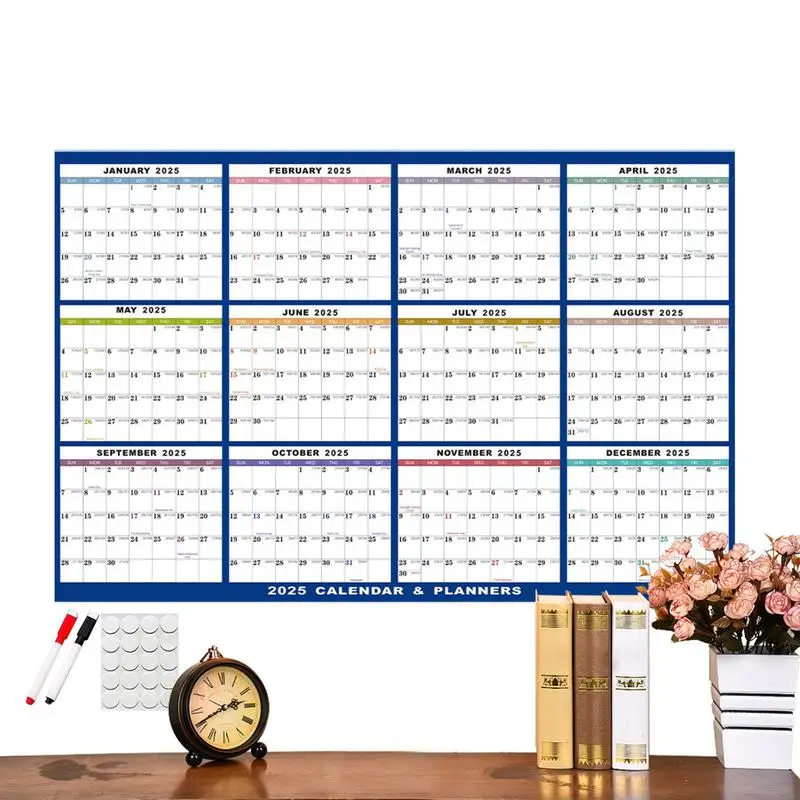 2025 Dry Erase Calendar Erasable 2025 Calendar Planner for Wall 12 Month Wet Dry Erase Calendar for Planning Schedules for Room