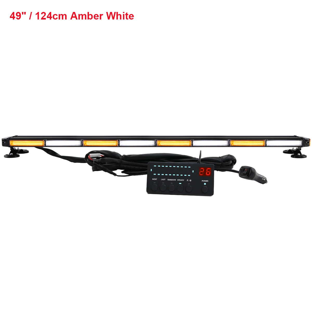37" 43" 49" Auto Truck Sleepwagen COB LED knipperlichtbalk Politie Veiligheid Strobe Noodlichtbalk Amber Geel Wit 26 Modi