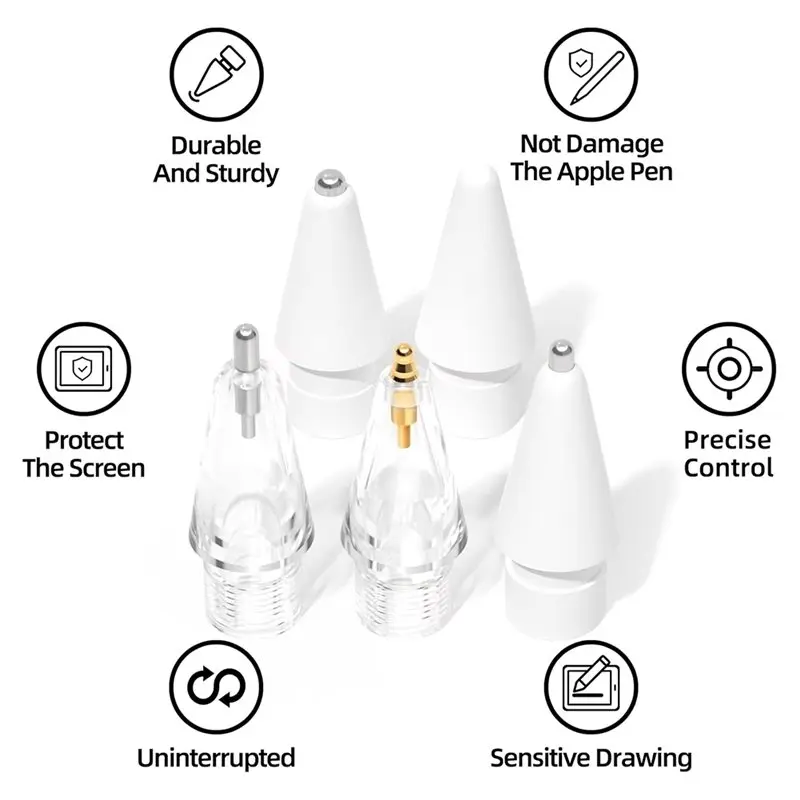 AED7-6PCS/Set Replacement Pencil Tips For Pencils Pro/USB-C/2Nd Gen/1St Gen Tips Writing Spare Stylus Pen Nib