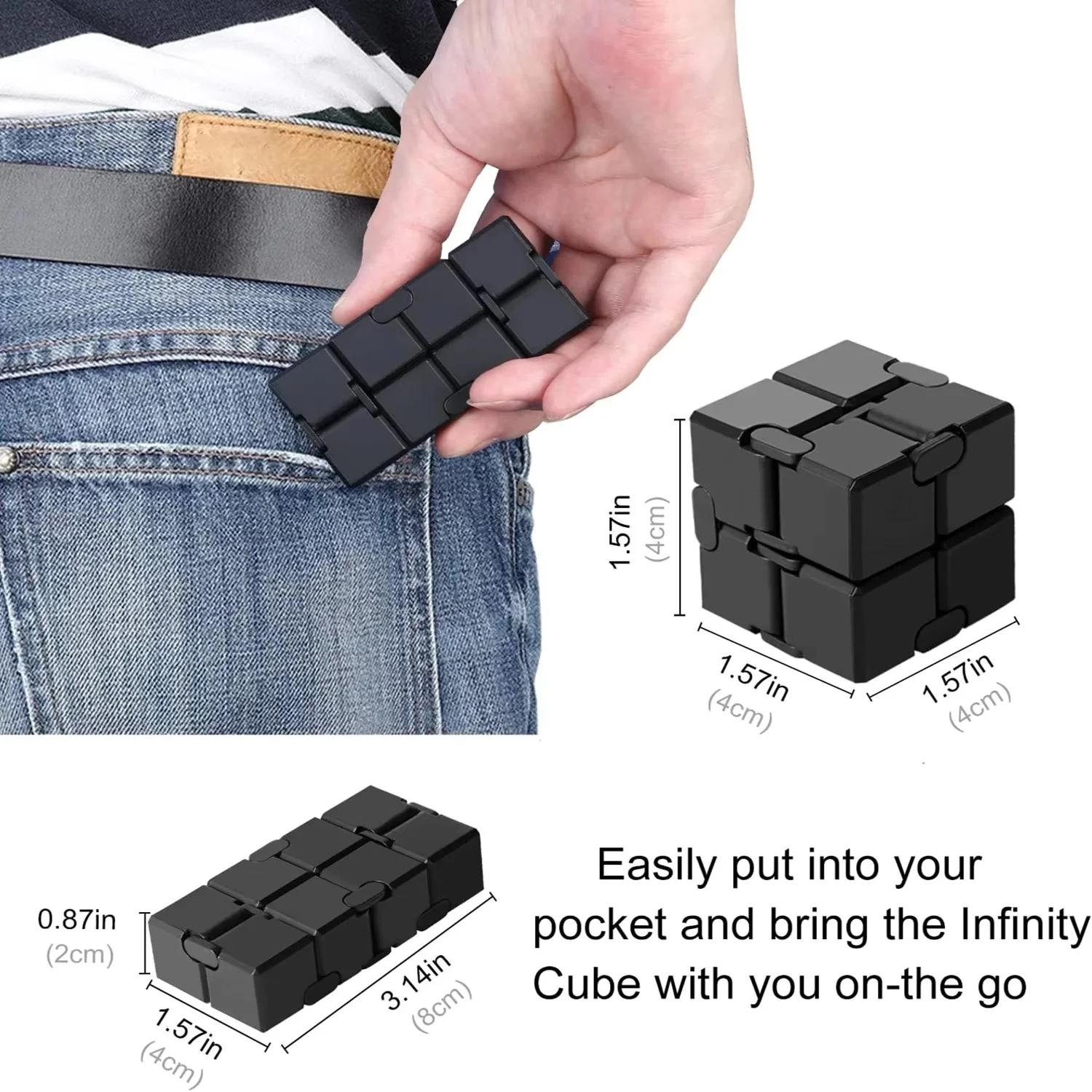 Alloy & Plastic Infinity Cube Fidget Toy Sensory Stress Relief Anti-Anxiety Fidget Toy Foldable Infinite Flip Calming Plaything
