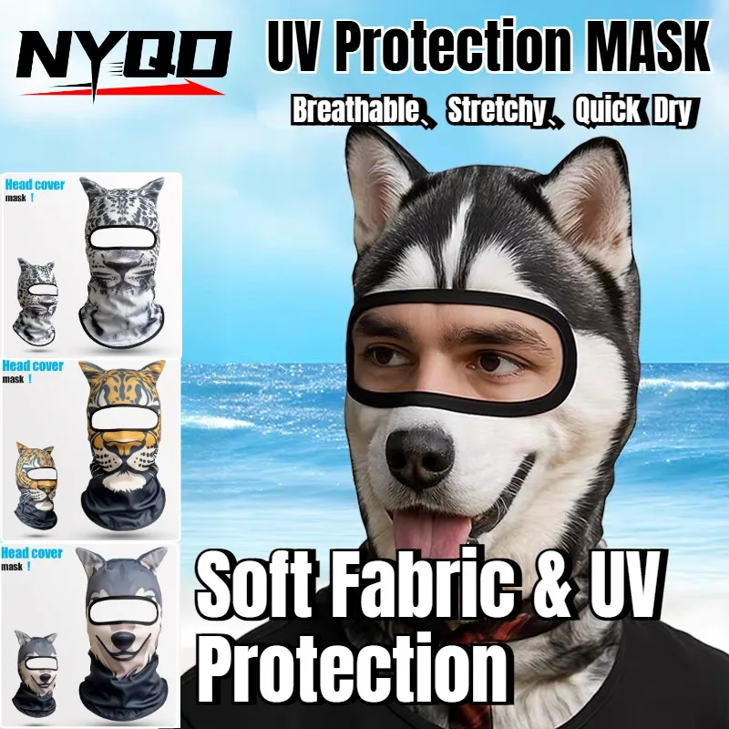 Animal Print Ice Silk Balaclava Summer UV‑Proof Breathable Motorcycle Face Mask Windproof For Cycling Outdoor