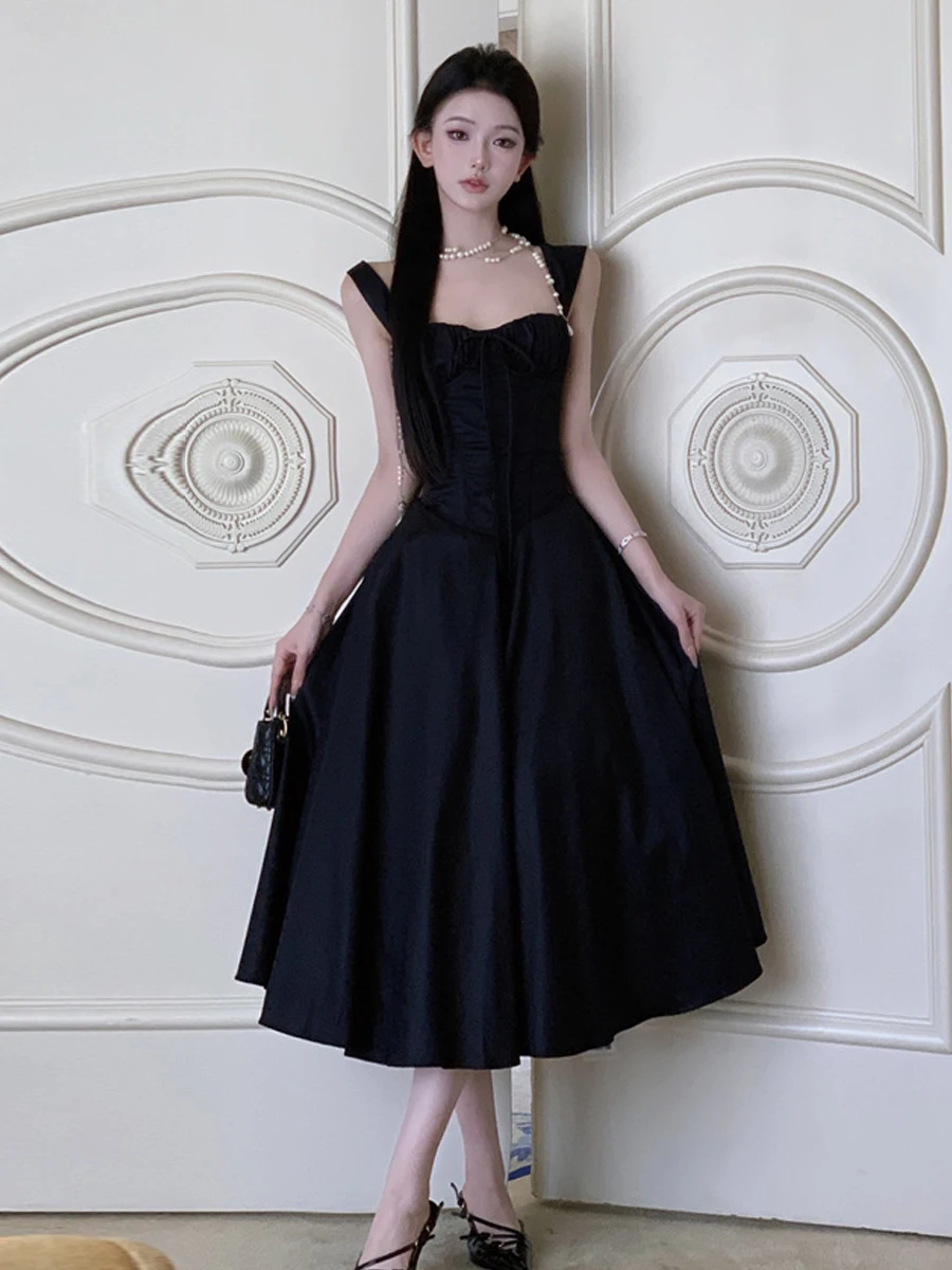 

Сексуальное длинное платье в стиле ретро Hepburn Sle, женское платье с атласом и юбкой трапециевидной формы Sa, сексуальное персонализированное платье с большим воланами Dr