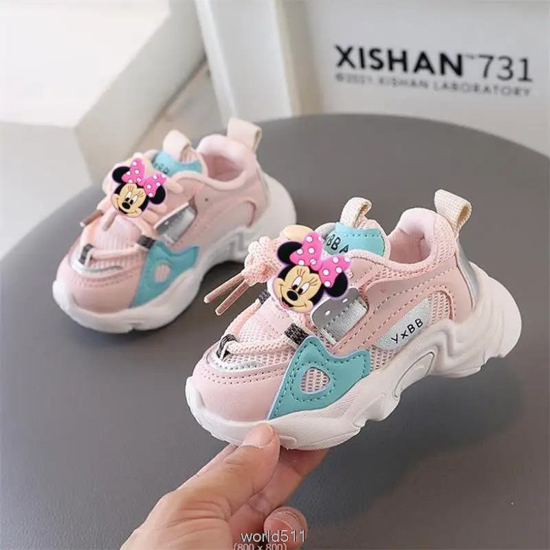 Disney Mickey Mouse Children Sneakers Autumn Unisex 2 Colors Trendy Kids Casual Shoes Sporty Leisure 15-25 Boys Girls Board Shoe