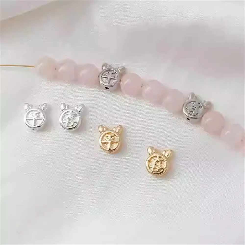 

14K Copper-plated Thick Silver Peace Joy Dragon Horn Spacer Bead Bucket Bead Through Hole Handmade DIY Bracelet Jewelry Accessor