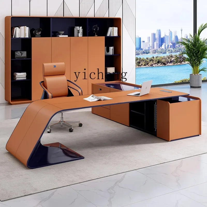 High-end Boss Table Light Luxury Modern Fashion Office Desk Office Desk And Chair CombinationD26