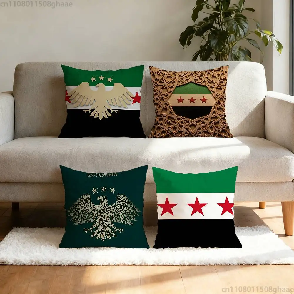 Eagle Syrische Nieuwe 2026 Logo Vlag Kussensloop Bank Woonkamer Slaapkamer Hoofdeinde Rugleuning Kussen Vierkant Kussen Dutje Tijd