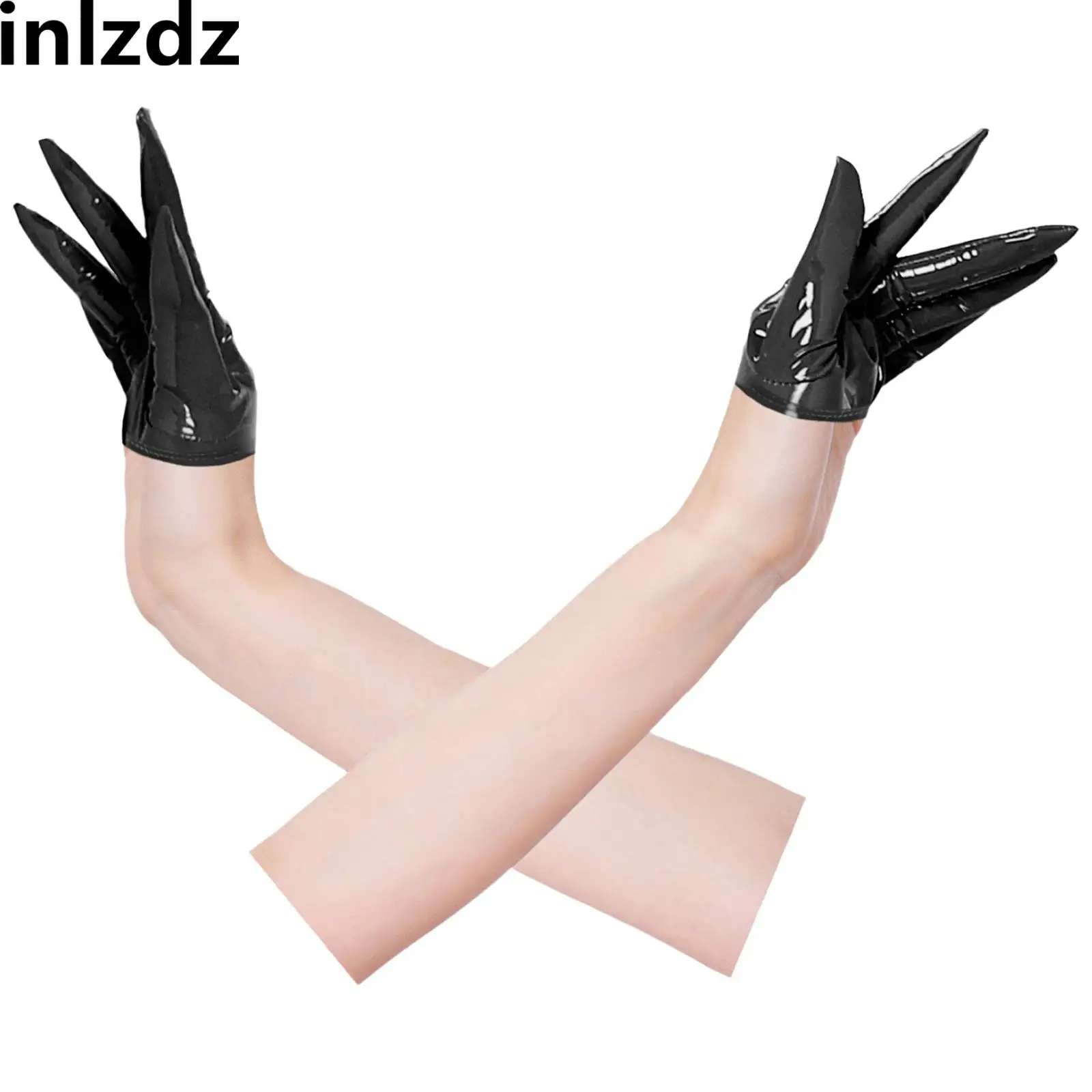 

1 Pair Women Punk Gloves High-elastic Patent Leather Punk Street Dance PU Gloves for Dance Performance Wet Look Short Gloves