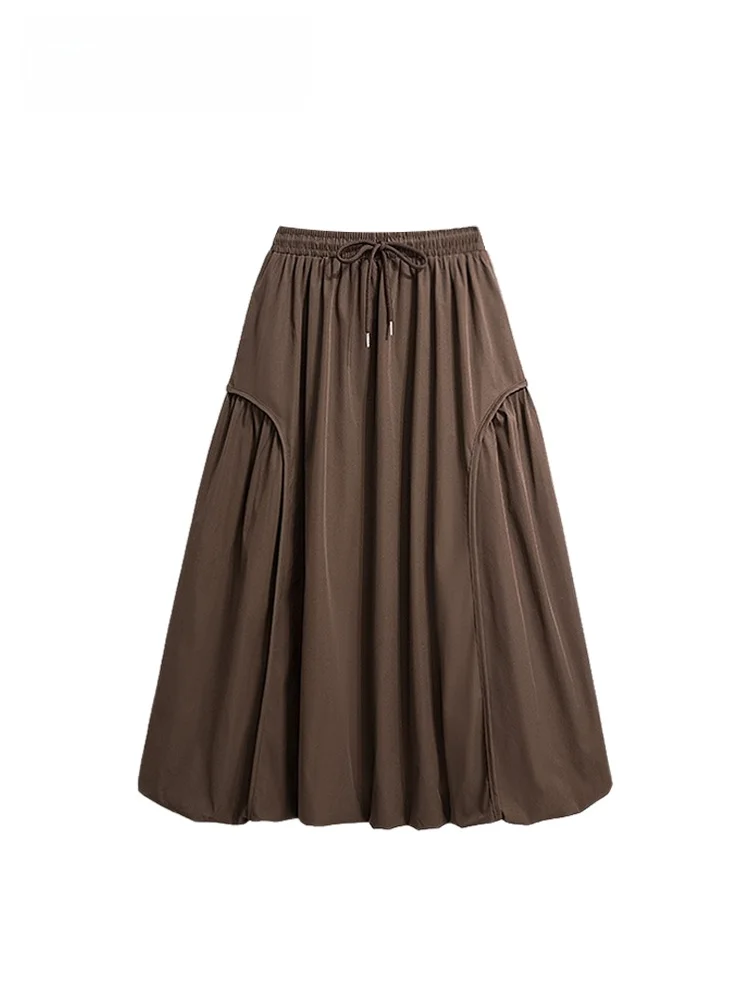 

High Waist Wide Leg Puffy Skirt Women's Autumn Winter New Sle plus Size A-Line Skirt Bamboo Charcoal Fiber Polyester