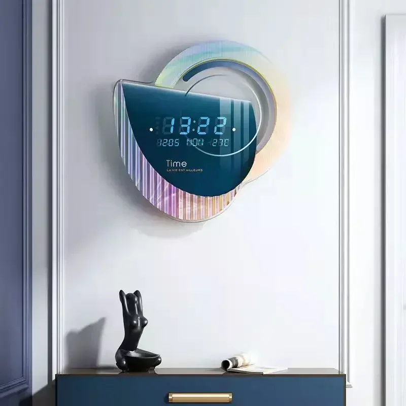 Creative Smart Electronic Clock Home Fashion Living Room Clock Light Luxury Modern Minimalist Decoration Wall Clock