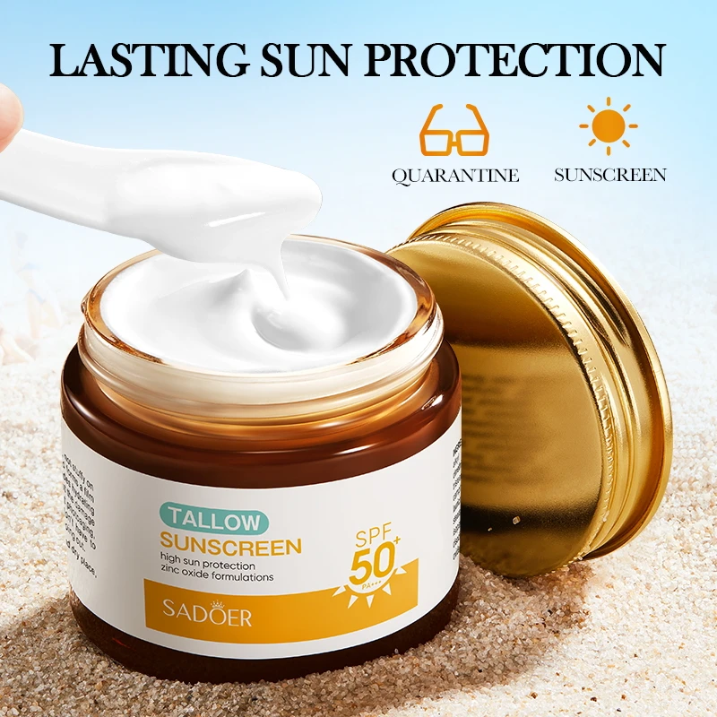 1 Piece of Beef Fat Sunscreen for Summer, Uv Protection, Glycerin Stearate, Moisturizes Skin, Strong Penetration, Moisturizing Isolation, Beef Fat Citric Acid, Protects Skin, Antioxidant Effect, Prevents Photoaging