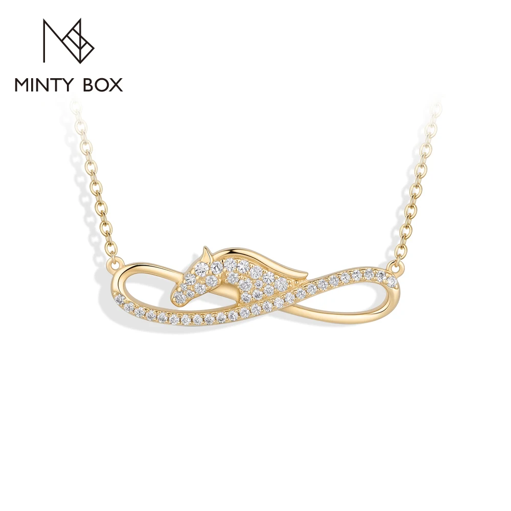 MINTYBOX Trendy Infinity Horse DVVS1 Moissanite Necklaces for Women Men 925 Sterling Silver Engagement Wedding Fine Jewelry Gift