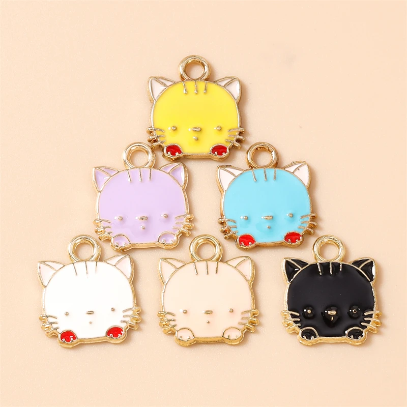 20 Stück 14x15mm Cartoon-Emaille-Tieranhänger Katzen-Charms für die Herstellung von Ohrhängern, Halsketten, Armbändern, DIY-Bastelarbeiten, Schmuckzubehör – Detail 12